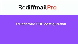 Thunderbird POP configuration [upl. by Aemat617]