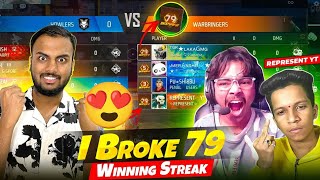 First Time Break 79 Winning Streak Laka Gamer amp Angry Baccha Youtuber  Garena Free Fire Max [upl. by Jaddan]