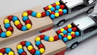 Marble Run Race ☆ HABA Slope amp Retro Makita Truck Excavator Garbage Truck Dump Truck Ambulance [upl. by Beret711]