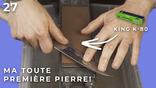 On affûte un couteau japonais sur ma toute première pierre  Aiguisage sur pierre King k80 [upl. by Felty]