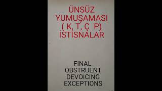 ünsüz yumuşaması ünsüz yumuşaması istisnalar final obstruent devoicing exceptions [upl. by Lumbard]