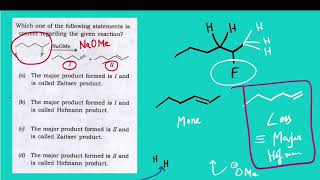 Q87 ‖ How to determine Major and Minor product in Hofmann and SaytzeffZaitsev Elimination ‖ PYQ [upl. by Oahc]