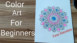 Color Mandala Art For Beginners Step By Step Tutorial EasyMandala59 [upl. by Kare]