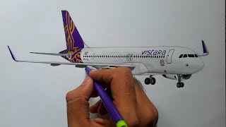 Drawing an airplane  Vistara airlines  Akshays rail world [upl. by Falcone]