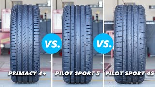 Michelin Pilot Sport 5 vs Pilot Sport 4S vs Primacy 4 The Differences Tested and Explained [upl. by Nnav]