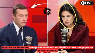 Apolline de Malherbe semporte en direct sur BFMTV après une pique de Jordan Bardella [upl. by Eiliak]