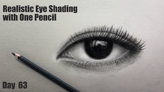 Realistic Eye Shading with One Pencil  How to draw Eye with Simple Technique for Beginners  Day63 [upl. by Kcirdaed]