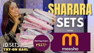 New Designer SHARARA SET from MEESHO 💜💛  Tryon  Honest Review  gimaashi [upl. by Studley]