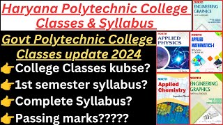 Haryana Polytechnic Admission 202425 1st semester complete syllabusCollege Classes [upl. by Ardnama]