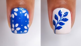 6 Unhas curtas decoradas azul simples e fácil [upl. by Towney467]