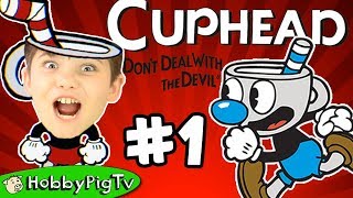 Cuphead Level One Forest Follies Hardest Video Game EVER HobbyPigTV [upl. by Ehtyaf]