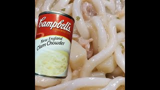 eat Canned Clam Chowder with Thick Udon Noodles [upl. by Enoved]