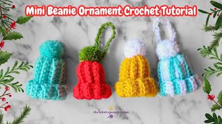 CROCHET Mini Beanie Christmas Tree Ornament  SUPER Cute  Beginner Friendly🎄 [upl. by Ahtael]