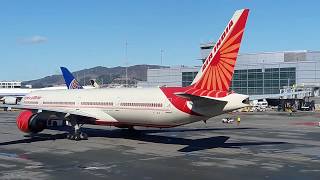 RARE Air India B777300ER  Pushback and Engine Start at San Francisco SFO [upl. by Lashondra]