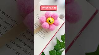 How to make Pom Pom Flower Bookmark 🌸 shorts [upl. by Annodam]