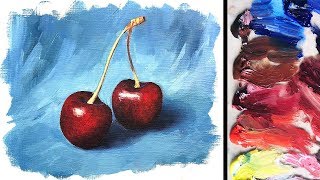 Oil Painting Basics Tutorial For Beginners  Realistic Cherries [upl. by Surbeck568]