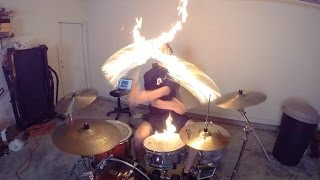 Burn  Drum Cover w Fire Sticks Copyright Reupload Ellie Goulding [upl. by Jayme642]