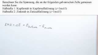 Elektromotorische Kraft  Aufgabe  Chemie  Physikalische Chemie [upl. by Buote]