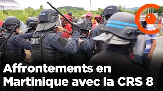 Martinique  La CRS 8 intervient sur un barrage  affrontements avec les manifestants  7 octobre [upl. by Edrea]