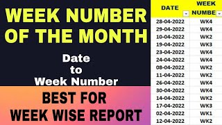 Excel week number of the month  Get week number from date in excel [upl. by Hareemas]