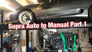 1998 Supra Turbo Auto to Manual Conversion Part 1 Disassembly and Preparation [upl. by Stubstad6]