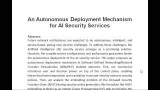 An Autonomous Deployment Mechanism for AI Security Services [upl. by Ramo307]