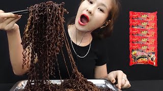 ASMR fire noodles  spicy black bean noodles SOFT STICKY EATING SOUNDS NO TALKING  Ly Ly ASMR [upl. by Eidnam]