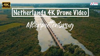 The Historical Moerputten Bridge in Noord Brabant  Netherlands 4K Drone Video [upl. by Ignatz]