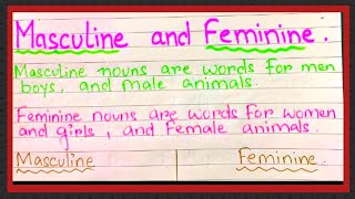 Definition of Masculine gender and feminine gender  What are masculine gender  What are feminine [upl. by Disharoon]