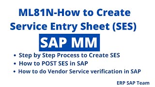 How to create SES using ML81N in SAP [upl. by Zoi]