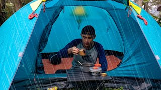 solo camping heavy rain and nonstop storms sleeping in a tent soundly and comfortably [upl. by Selway827]