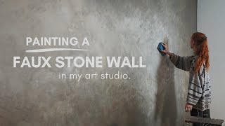 How I made this faux stone wall using just wall paints [upl. by Elokyn]