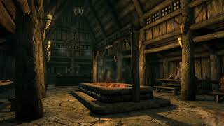 Skyrim  Nightgate Inn Ambiance tavern music creaking building hearth fire [upl. by Lemraj514]