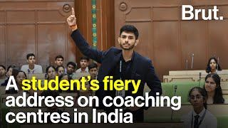 A student’s fiery address on coaching centres in India [upl. by Sirtimid]