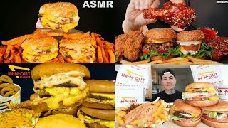 ASMR HUGE CHEESE BURGERFRIES BIG BITES  MUKBANG COMPILATION [upl. by Nalyak]