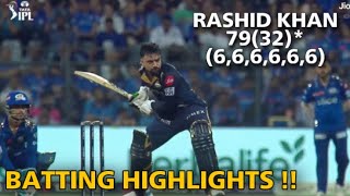 Rashid Khan Batting Highlights Vs MI Rashid Khan 10 Sixes Rashid Fastest Fifty MI VS GT IPL 2023 [upl. by Norrek]