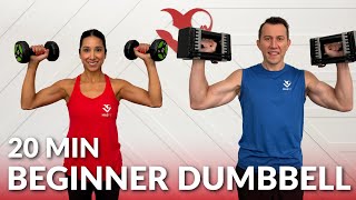 20 Min Beginner Dumbbell Full Body Workout at Home Strength Training [upl. by Odnalro]