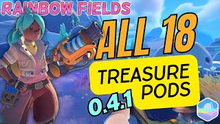 All 18 Treasure Pods RAINBOW FIELDS  Slime Rancher 2 Guide [upl. by Denn]