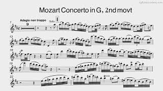 W A Mozart – Concerto in G K 313 2nd movt ♩ 66 Very Slow Piano Accompaniment [upl. by Neelsaj]