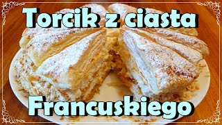 TORCIK NA CIEŚCIE FRANCUSKIM Z BRZOSKWINIAMI 🍑🎂 JAK ZROBIĆ DESER Z CIASTA FRANCUSKIEGO 🙂 [upl. by Adnyleb78]