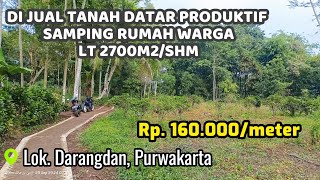 DI JUAL TANAH DATAR PRODUKTIF SAMPING RUMAH WARGA LT 2700M2SHMdarangdan purwakarta viralvideo [upl. by Ahsratan]