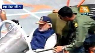 PM Modi embarks on INS Vikramaditya in Goa [upl. by Harrow]