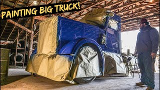 Painting the Wrecked 379 Peterbilt in a Barn [upl. by Annaerda]