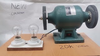 I turn bench grinder into generatordiy generatorbench grinderhow to make generator with grinder [upl. by Eboj]