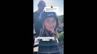 When Tony Hawk helped Sky Brown to face her fear and go down the mega ramp ❤️👏  shorts [upl. by Nalid735]