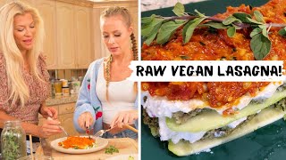 CARA BROTMAN Shows Us How To Make RAW VEGAN LASAGNA best raw food I have ever tasted [upl. by Korry]