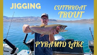 Jigging Lahontan Cutthroat Trout Pyramid Lake Nevada fairplayfishing [upl. by Saber]