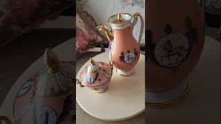 Biedermeier porcelain teapot sugar bowl set antique german porcelain немецкийфарфор ceramic [upl. by Stoddard]