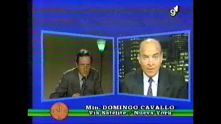 DiFilm  Domingo Cavallo con Mariano Grondona vía satélite desde Nueva York 1994 [upl. by Alegnad566]