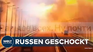 UKRAINEKRIEG Massive Schäden nach Explosion und Feuer auf KrimBrücke  Putin sprachlos [upl. by Akeryt]